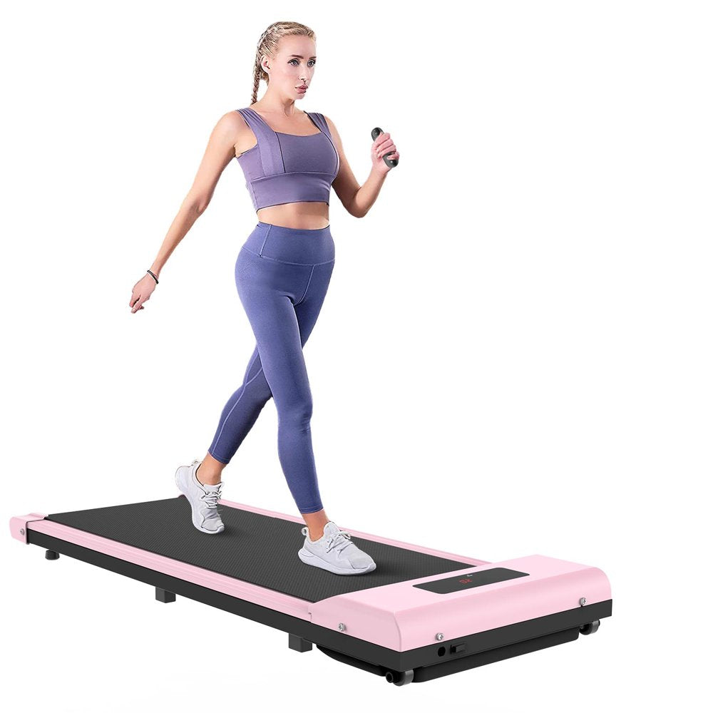 Professional title: "Ultra Slim Under Desk Treadmill for Home/Office - No Assembly Required - Pink"