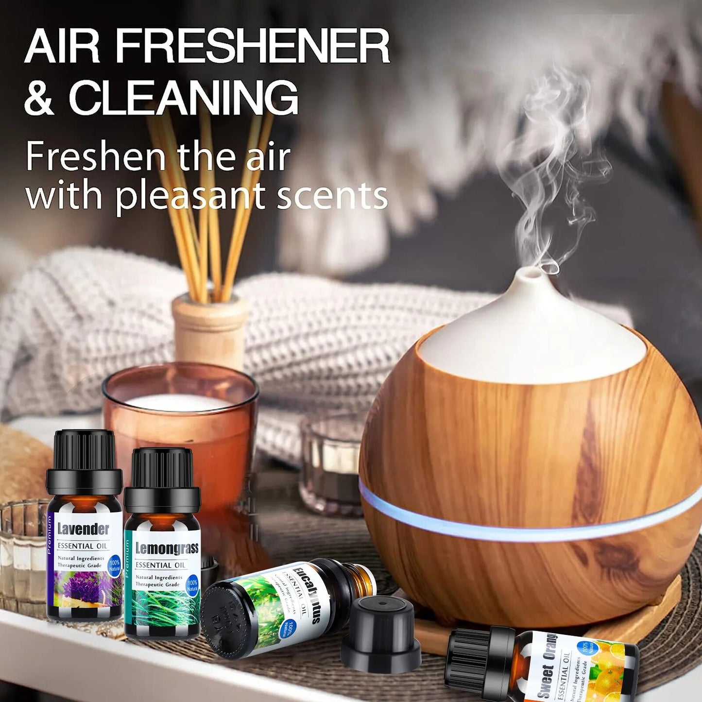 "Premium 6-Piece Gift Set: Pure Essential Oils with Natural Plant Aromas - Lavender, Eucalyptus, Sweet Orange, and Tea Tree Oil - Ideal for Diffusers"