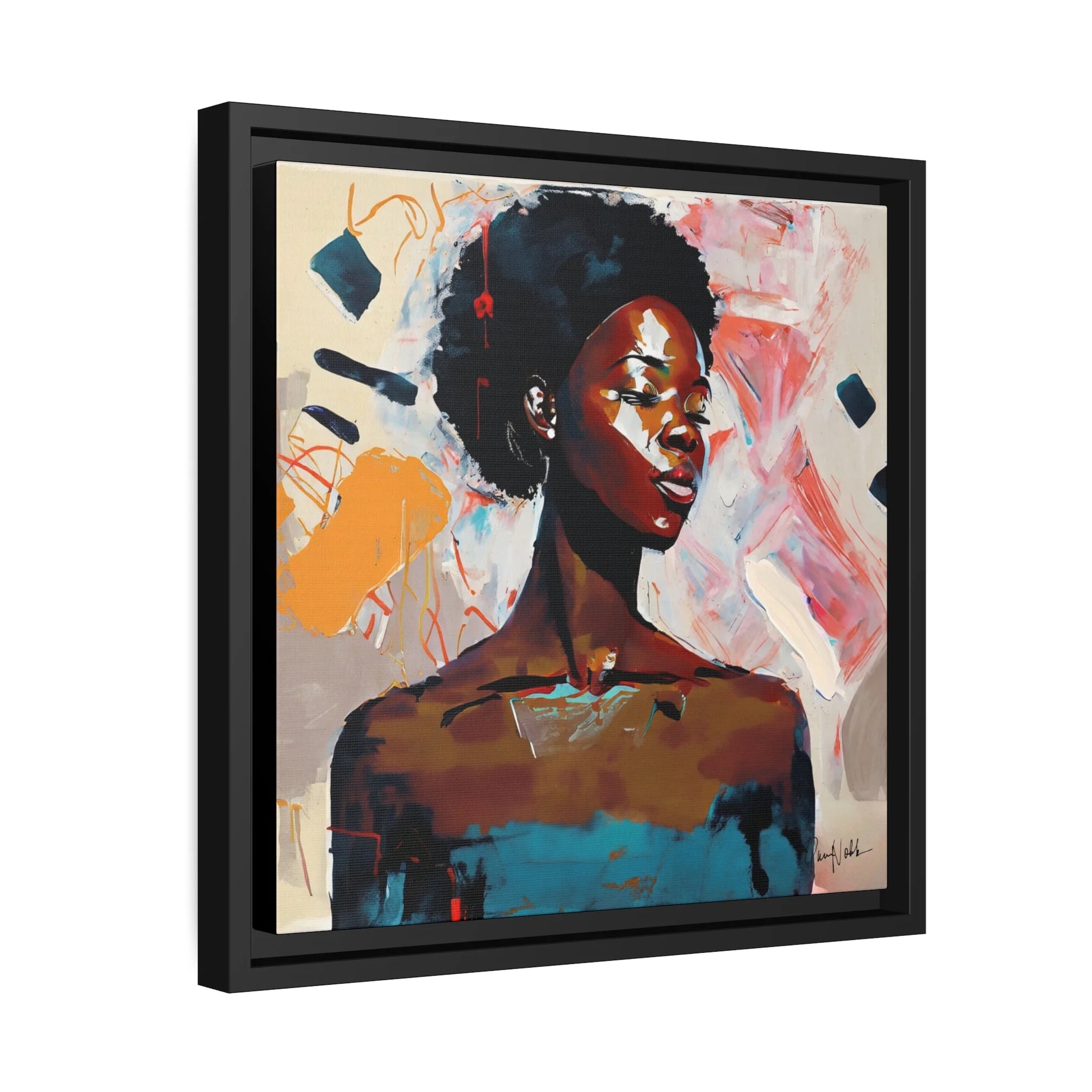 African American Soul Portrait Canvas Wall Art with Elegant Frame