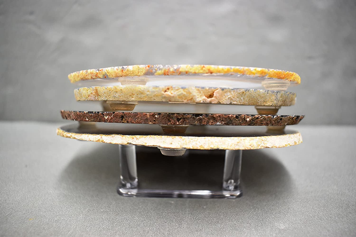 Premium Brown Agate Coasters - Set of 4, Genuine Stone Table Mats for Dining & Drinks Coffee Table & Kitchen Geode Decor Non-Toxic 4.5-5" Diameter