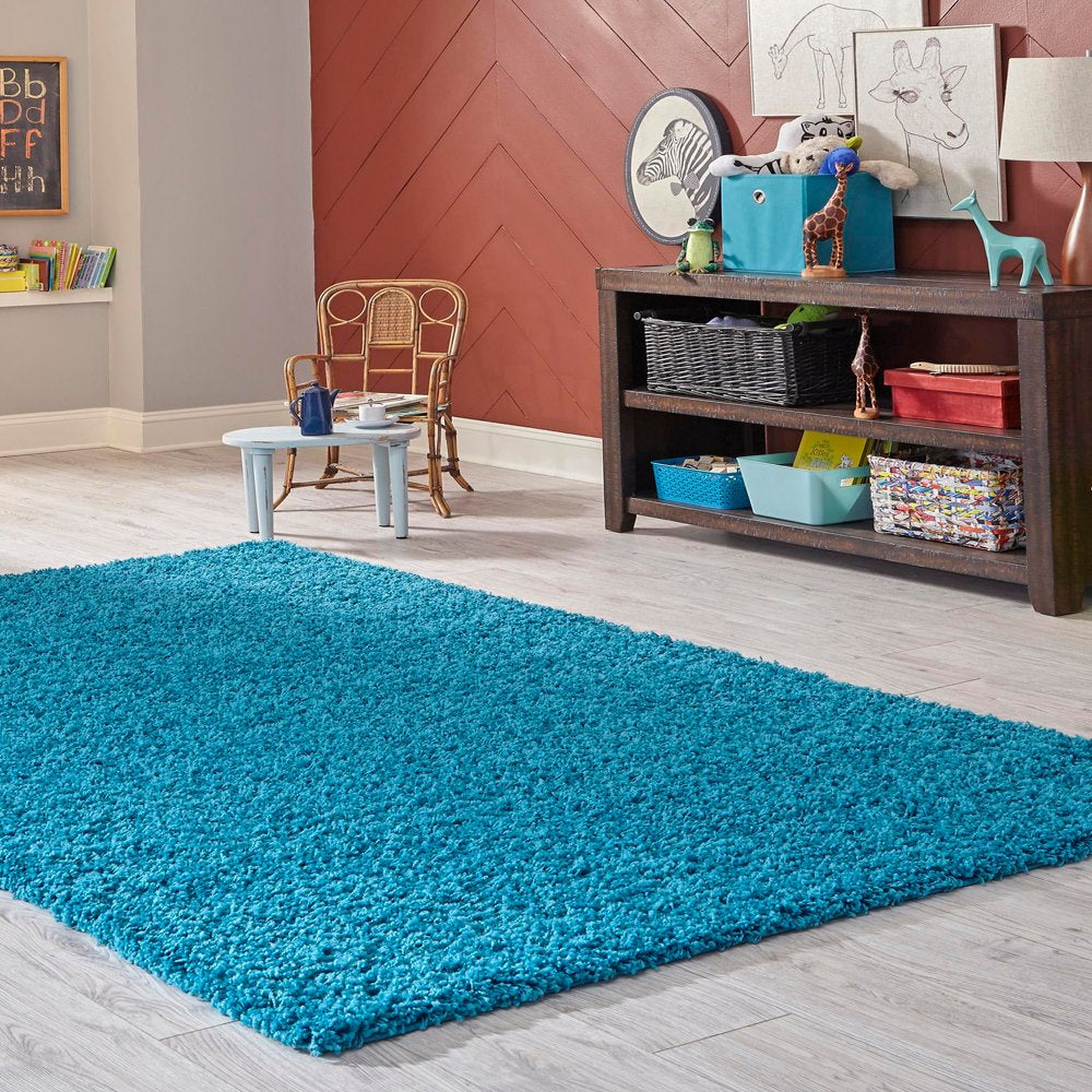 Shag Collection Rug - 2' X 3' Turquoise Shag Rug Ideal for Entryways, Kitchens, Breakfast Nooks, and Accent Décor
