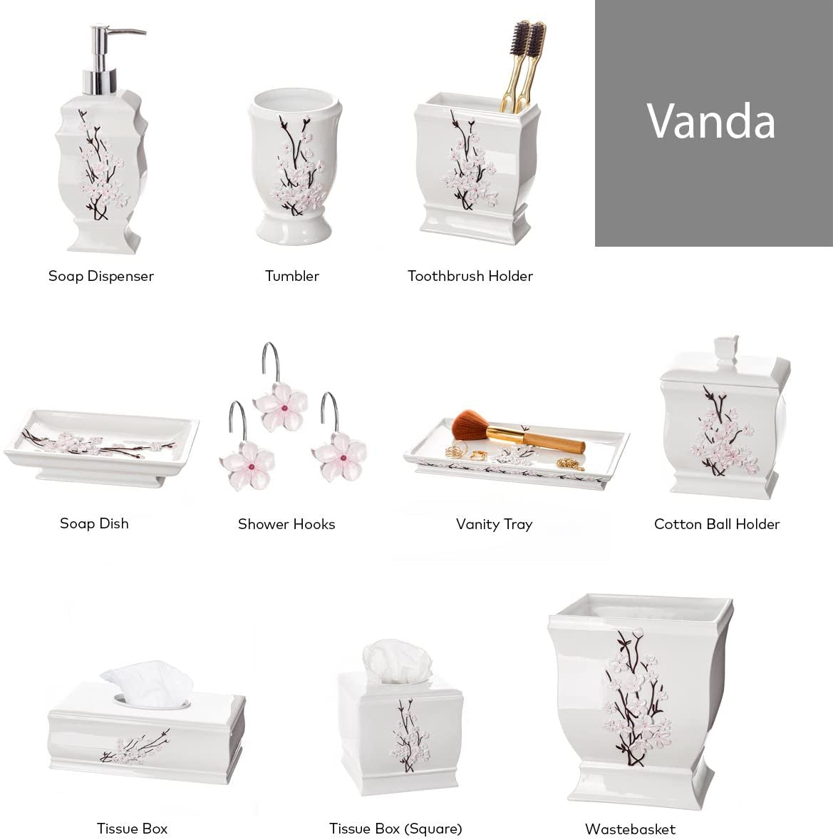 Modern Vanda Style Design White Soap Dispenser for Bathroom Countertop - Durable Pump Hand Lotion Dispenser for Liquid Soap by