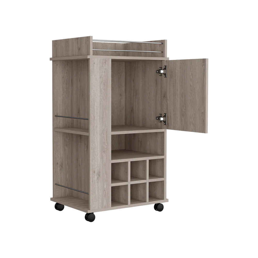 Reese Bar Cart with Casters in a Sophisticated Light Gray Finish