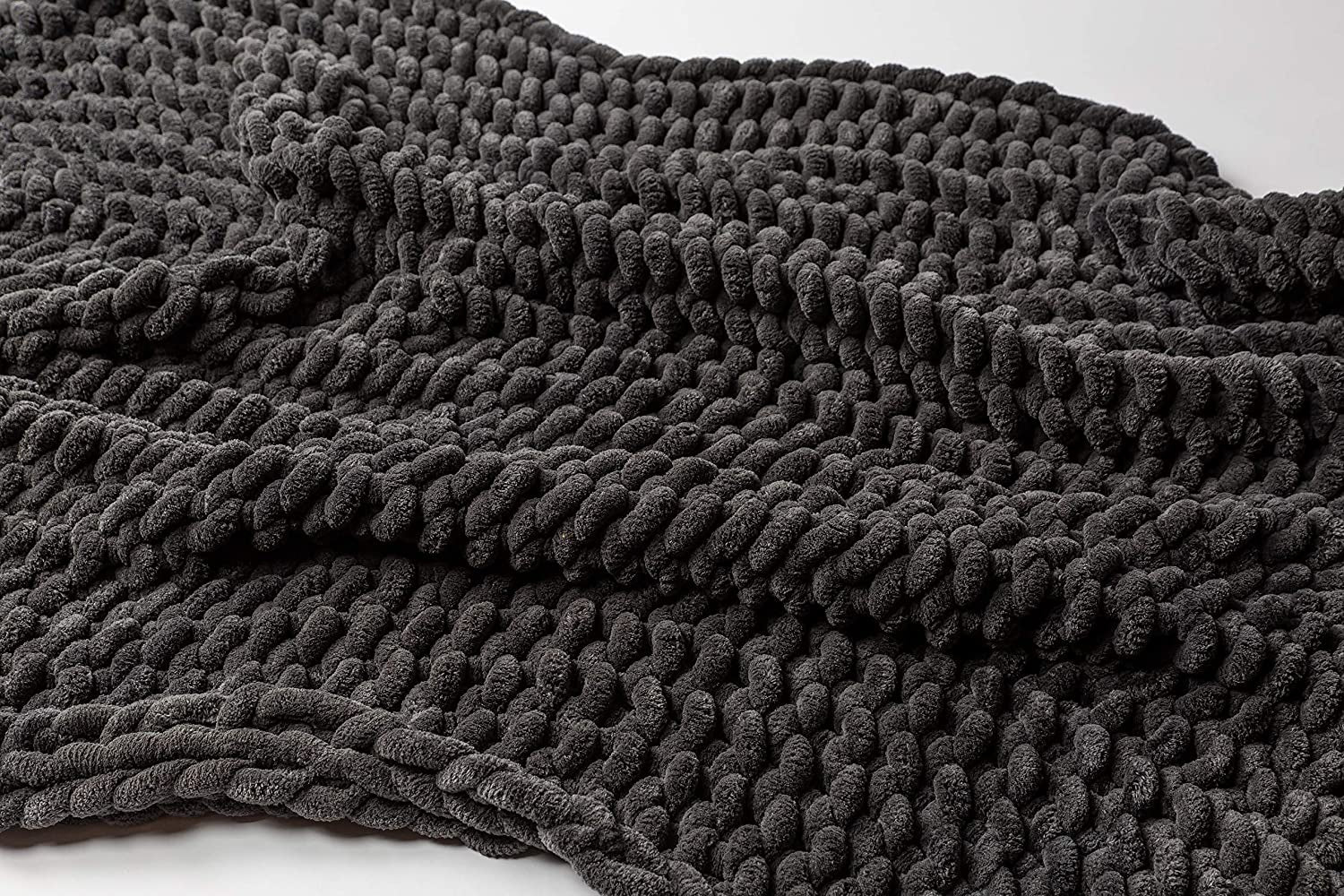 "Premium  Grey Chunky Knit Boho Throw Blanket - Oversized Cable Knit Blanket for Bed or Couch"