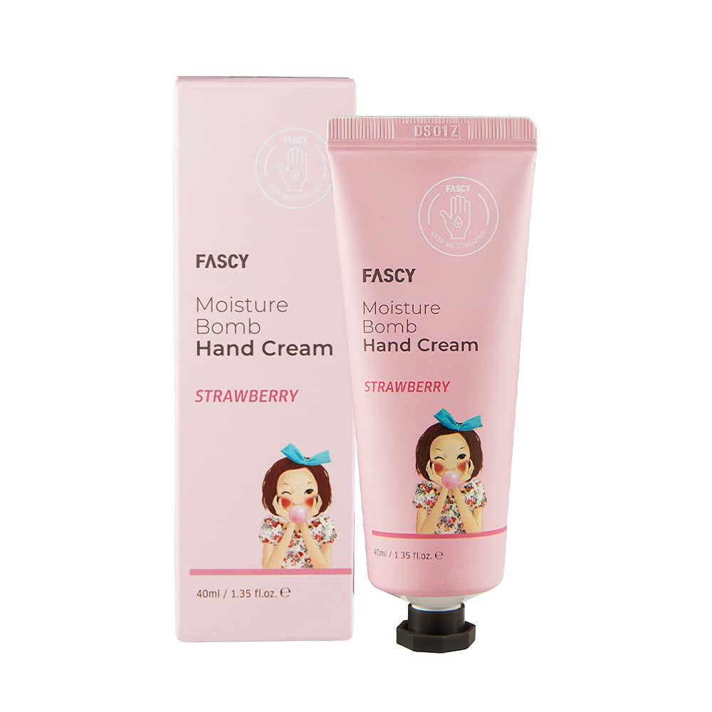 Strawberry Scented Hand Cream Set - Anti-Wrinkle, Travel Size Moisturizing Lotion for Dry Cracked Hands - 1.4Floz