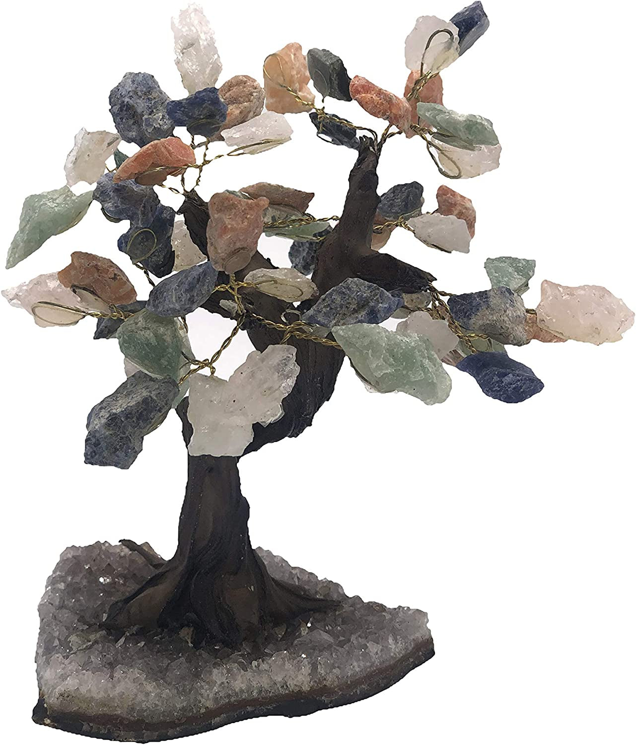 Natural Crystal Tree Decor, Desk Decor with Sodalite Chakra Stones, Gemstone Tree with Crystals and Healing Stones, Blue, Large, 7-Inches Tall - Nature’S Decorations