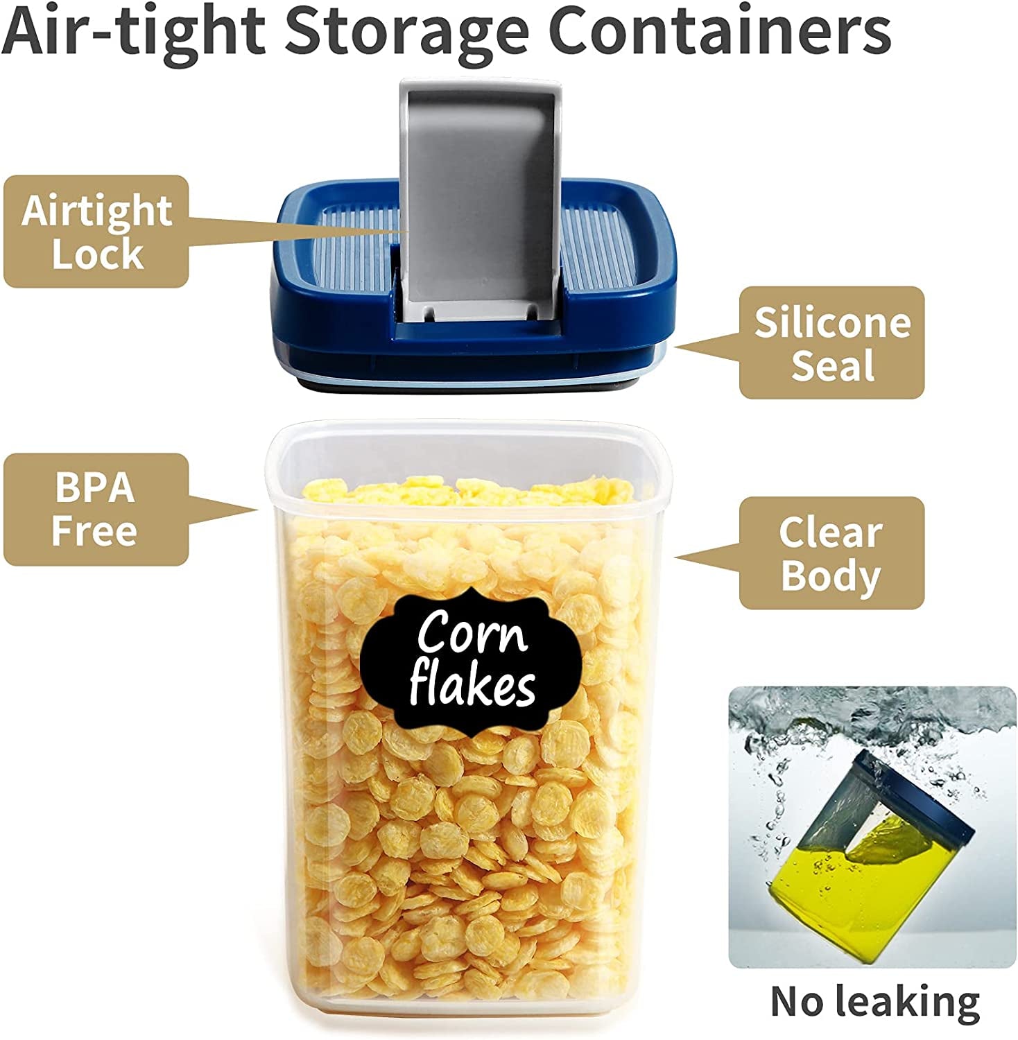 Professional Title: " 12-Pack Airtight Food Storage Containers with Easy Lock Lid - BPA Free Plastic Containers for Kitchen & Pantry Organization - Ideal for Cereal, Pasta, Flour"