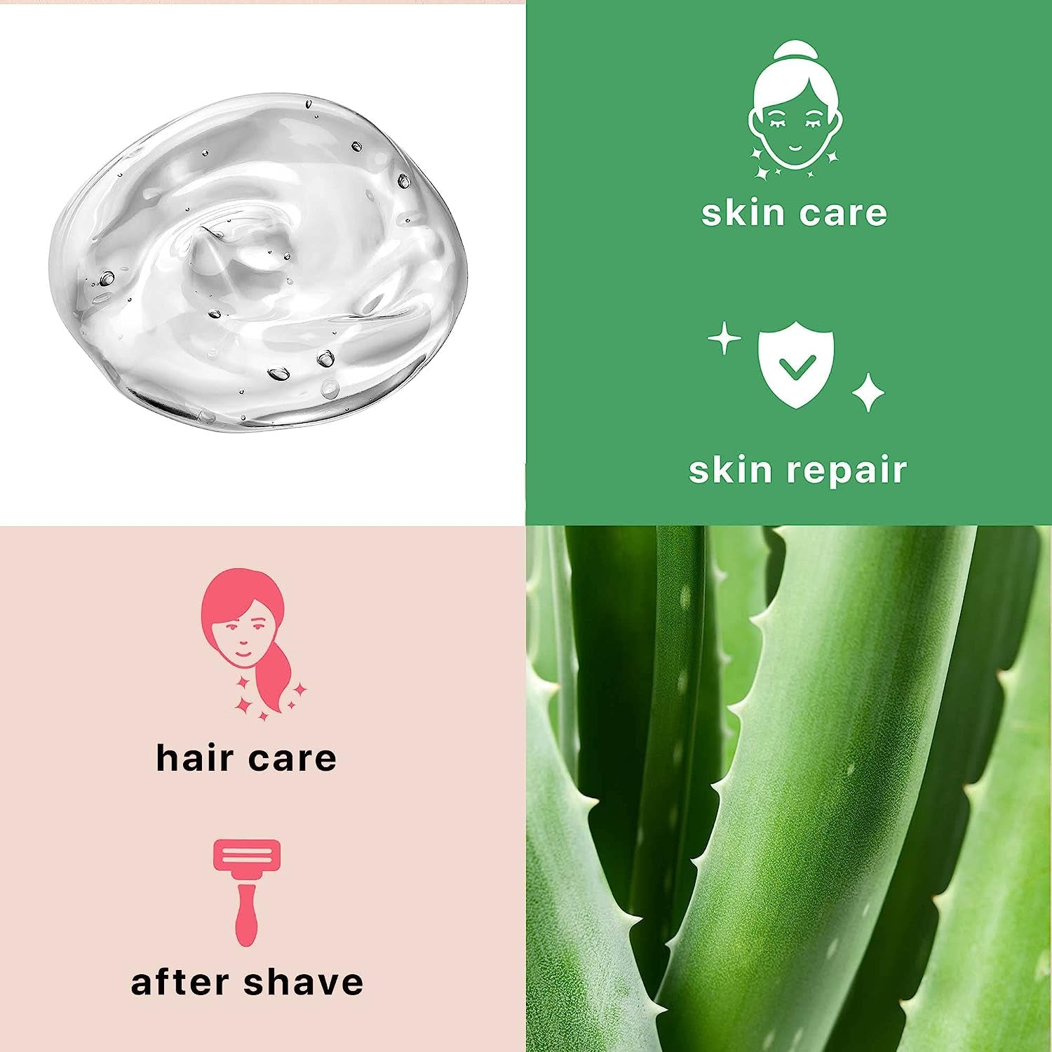 Aloe Vera Gel - Aloe Vera Plant for after Sun Lotion, Pure Aloe Vera Gel for Skin Care, Aloe Gel Is Best for Face, Hair & Soothing Skincare