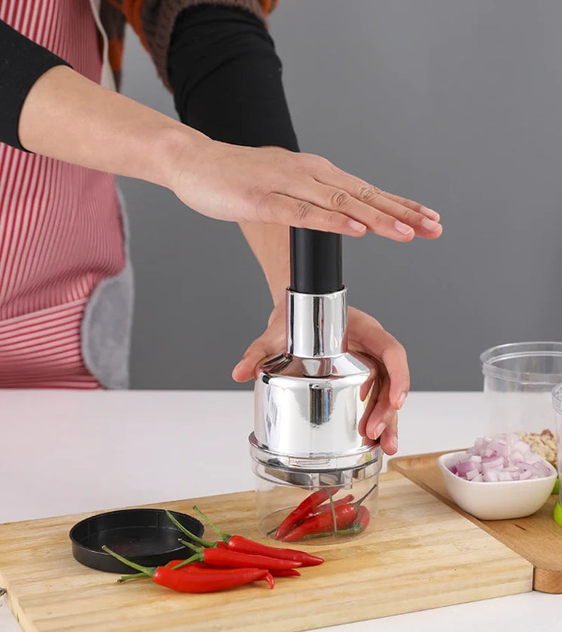 "Multi-Purpose Vegetable and Fruit Hand Chopper: Efficient Slicing, Dicing, and Peeling Tool"