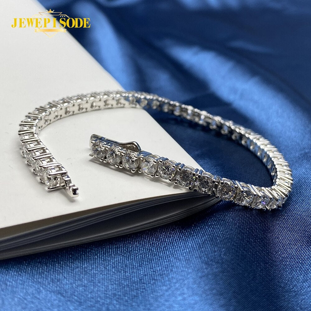 "Exquisite 925 Sterling Silver 3.7MM Lab Diamond Simulated Moissanite Tennis Bracelets for Women and Men - Ideal for Parties, Birthdays, and Fine Jewelry Gifts"