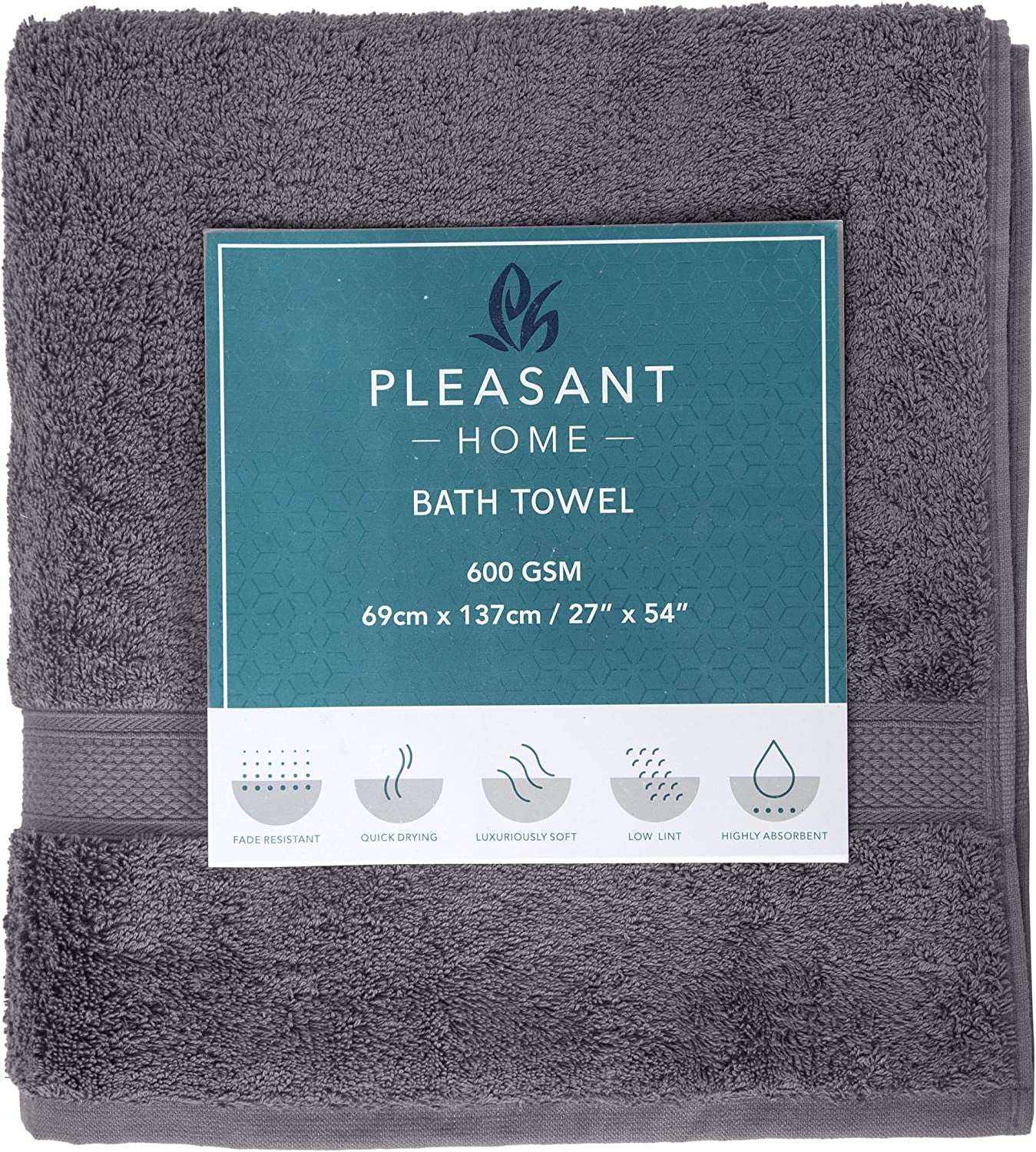 Professional Product Title: "Luxury Bath Towel Set - 100% Cotton, 600 GSM, Soft & Absorbent - Large Size, Hotel Quality - Grey (4 Pack)"