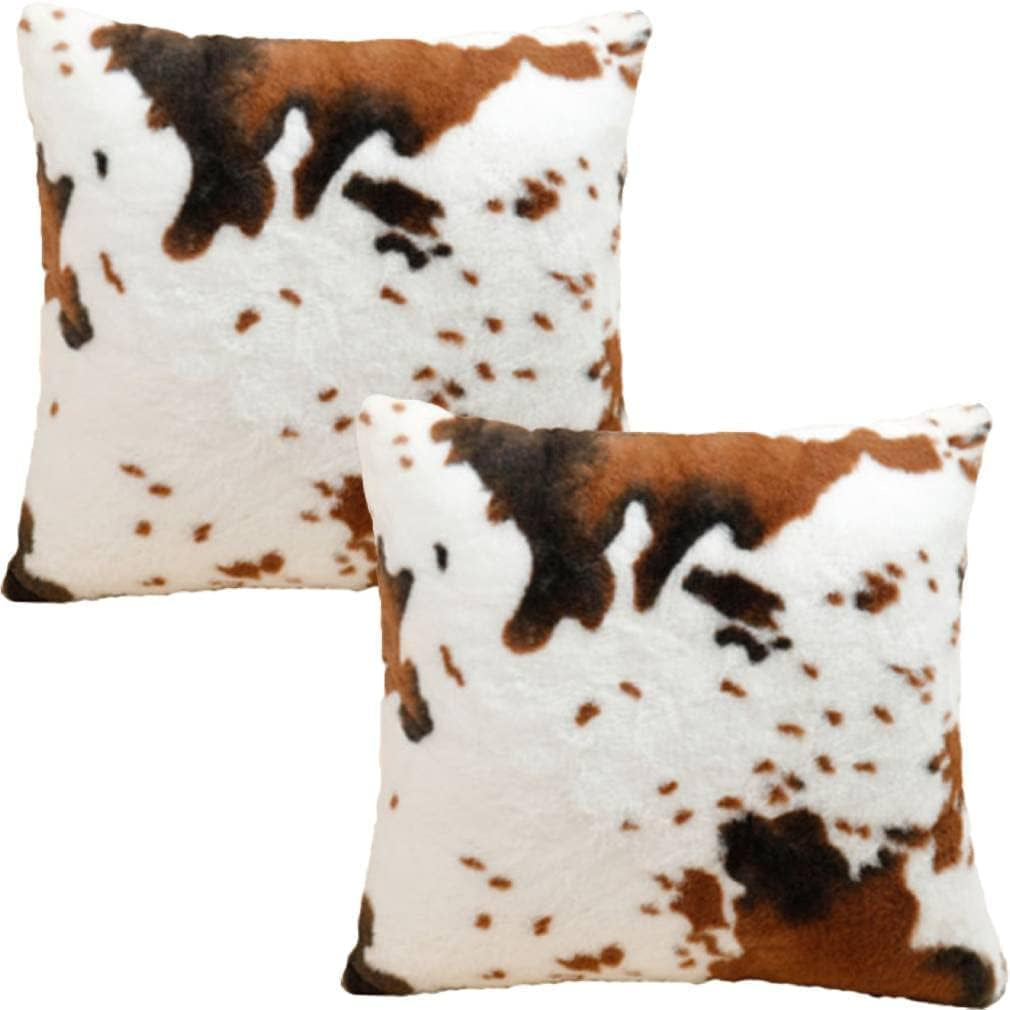 "Moo-velous Cow Print Pillow Covers: The Ultimate Farmhouse Chic Touch for Your Sofa, Because Every Living Room Needs a Little Moovement!"