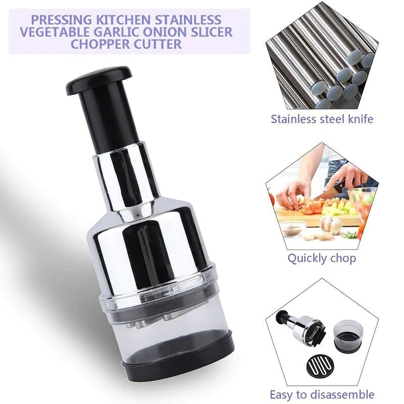 "Multi-Purpose Vegetable and Fruit Hand Chopper: Efficient Slicing, Dicing, and Peeling Tool"