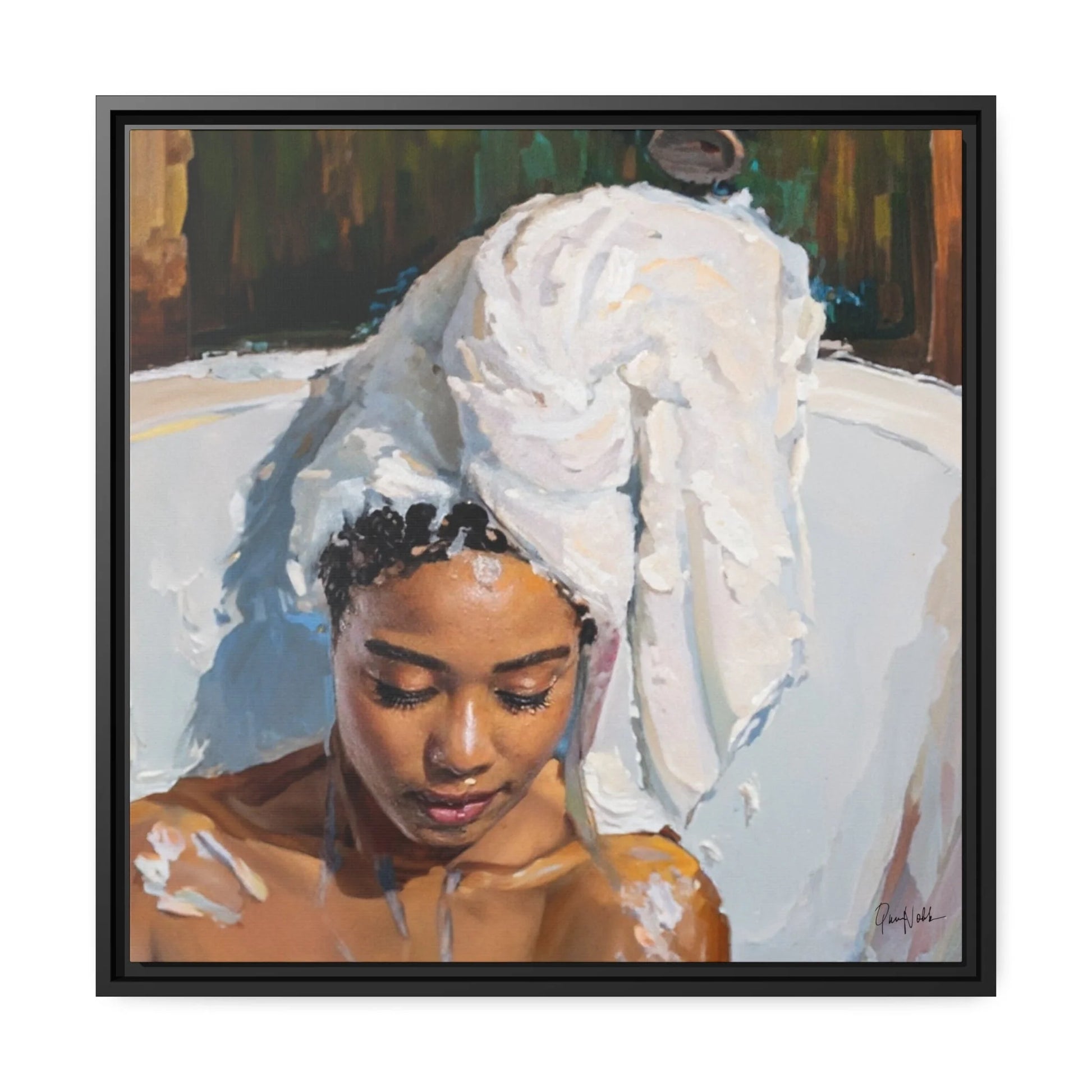"Serene Woman Bathing Canvas Wall Art - Created by Queennoble"