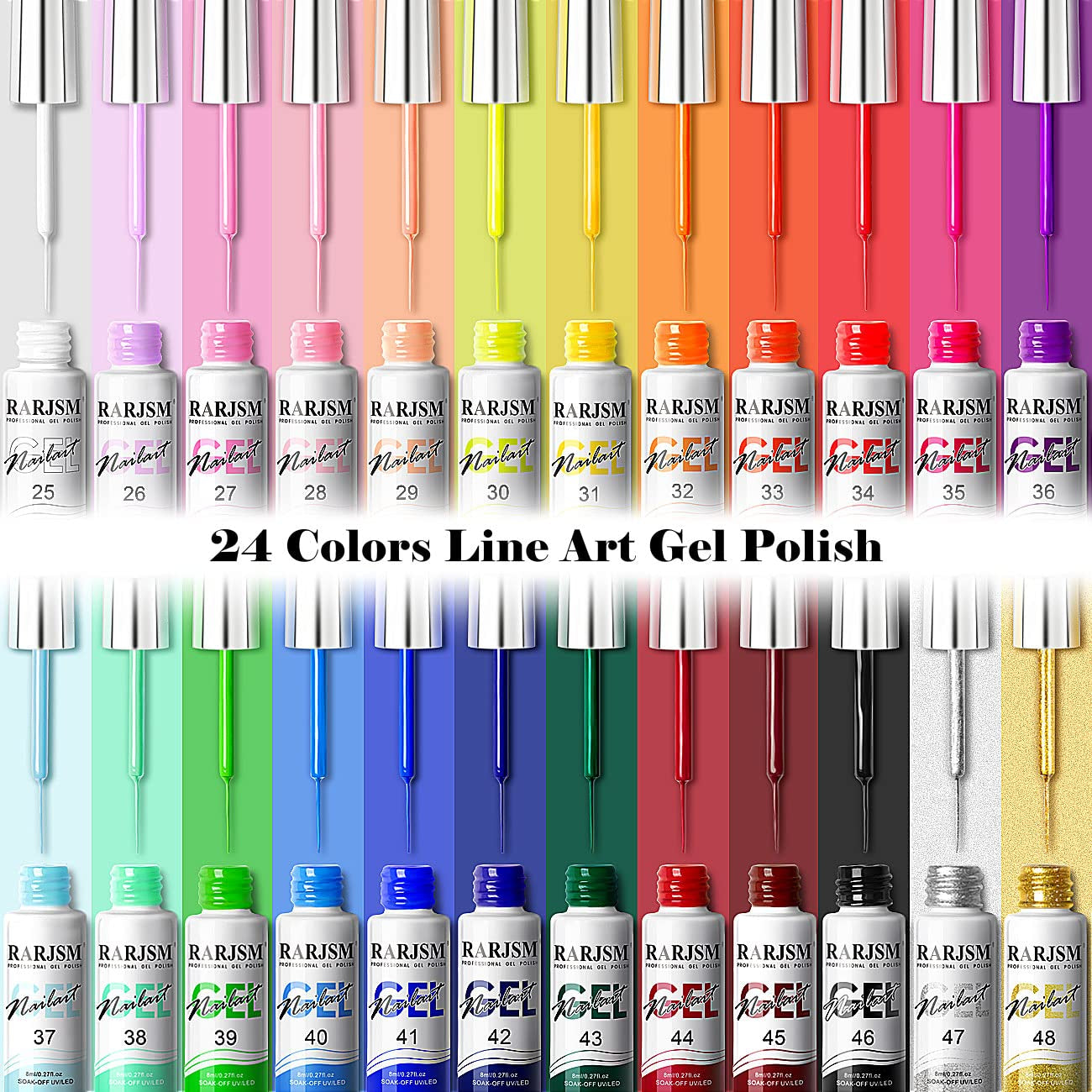 24 Color Nail Art Gel Liner Set