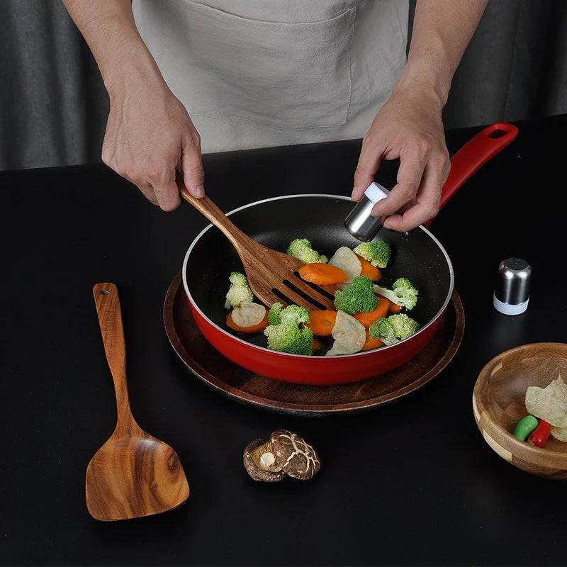 Teak 7 PC High-Heat Resistant Kitchenware Spoon Set