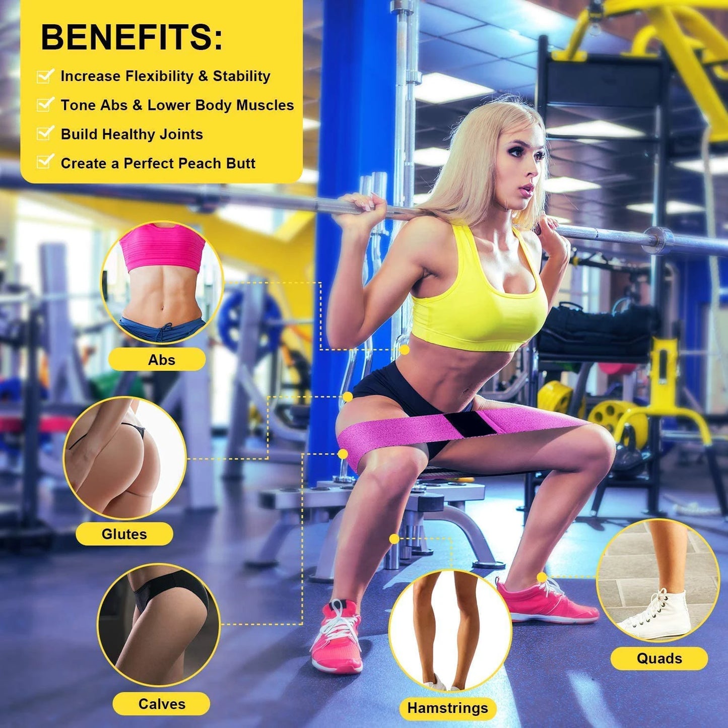 Professional Title: "Premium Elastic Rubber Resistance Bands Set for Yoga, Hip Circle Expander, Gym, and Home Workout - Includes 3 Pieces"