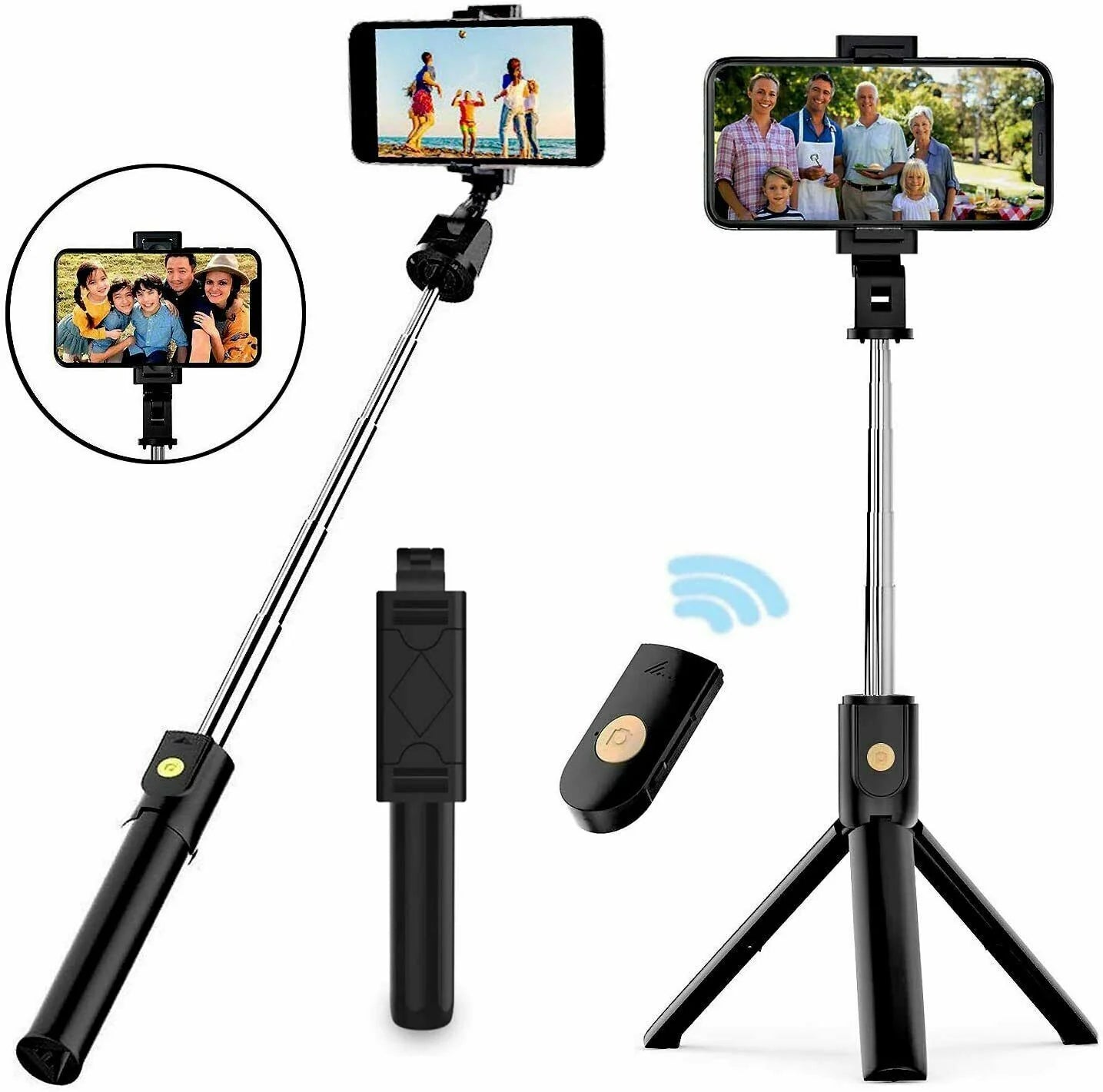 Cell Phone Holder with Selfie Stick, Tripod, and Remote Control