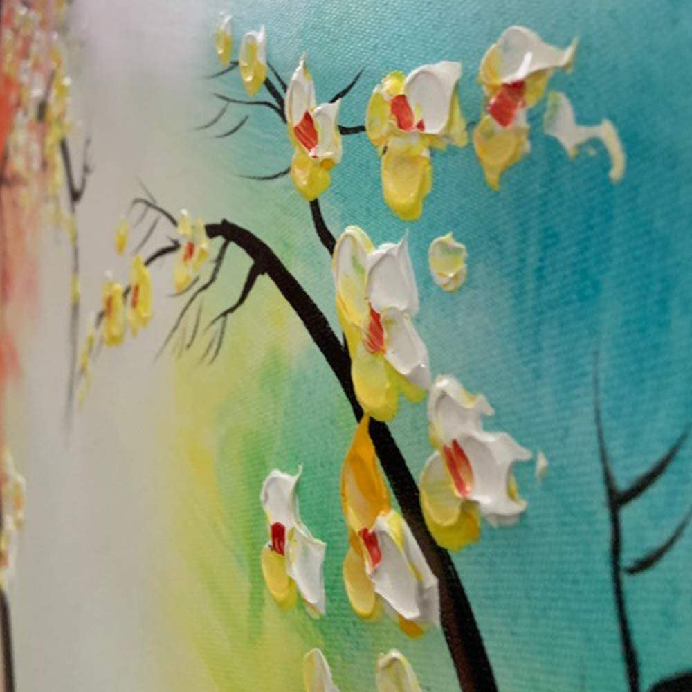 Love Art Wall Decor Hand Painted Heart Branch Paintings for Home Modern Gallery Decoration Couple Birds Flowers Floral Picture Stretched Framed, Ready to Hang 16X20In