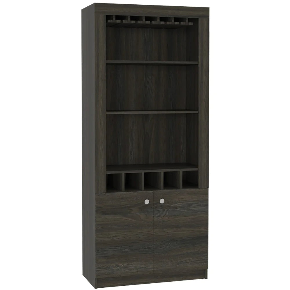 "Carbon Espresso Finish Bar Cabinet with Margarita Mixer and Five Wine Cubbies"