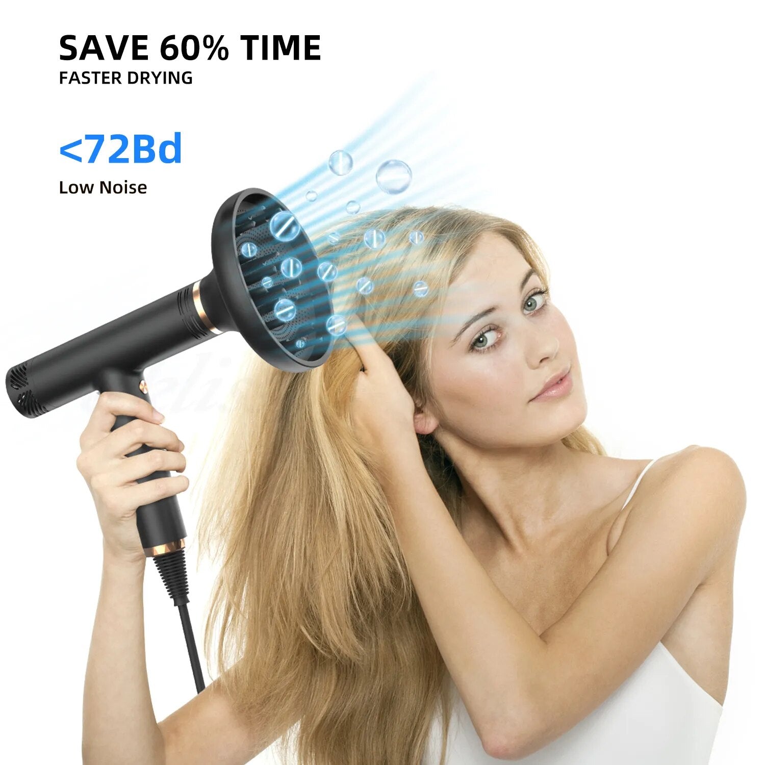 Ionic Hair Dryer High Speed Blow Drier 1600W 110000Rpm Hairdryer Negative Ion Hair Care Styler Professional Low Noise Blow Dryer