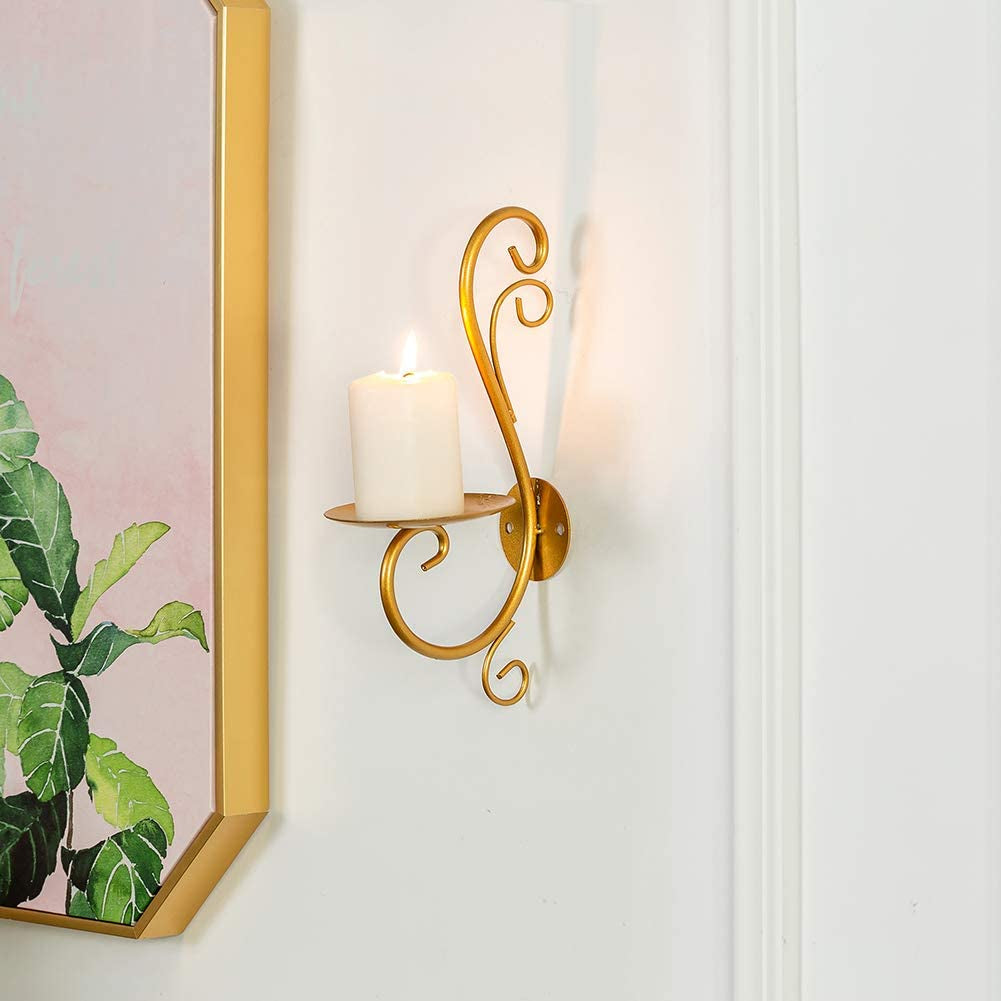 Wall Candle Sconces Iron Vine Candleholder Wall Art Decoration Home Decoration Tealight Candle Stand Gold