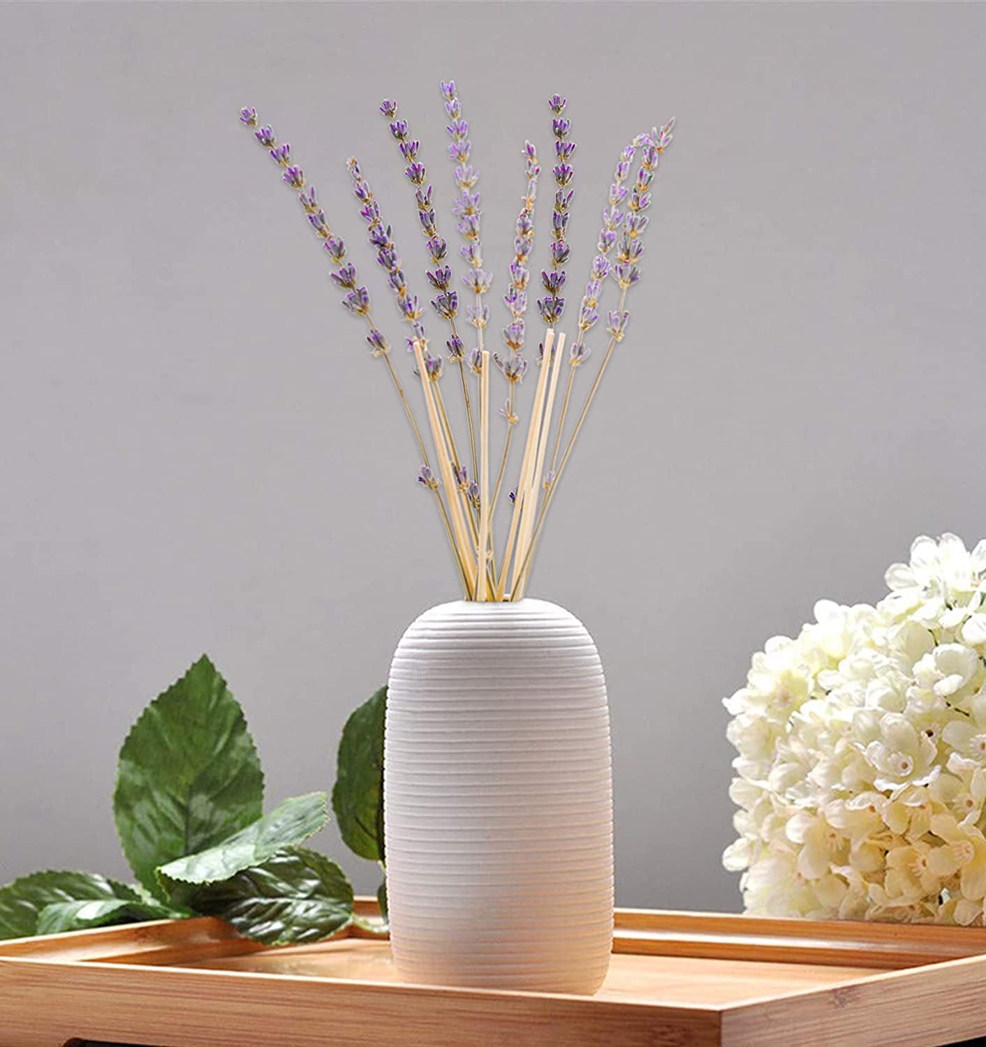 Reed Diffuser, Reed Diffuser Set, Oil Diffuser & Reed Diffuser Sticks, Lavender Reed Diffuser for Bathroom, Preserved Real Flower Stress Relief Sandalwood Diffuser with Incense Sticks