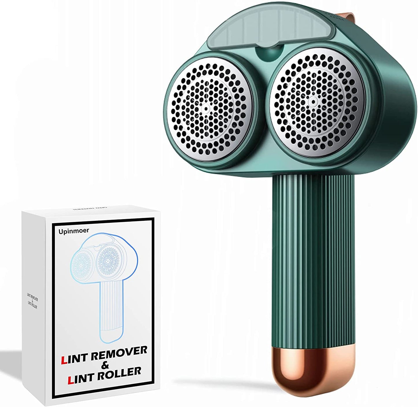 Rechargeable Fabric Shaver:  Portable Electric Lint Remover with Wireless Function, Dual-Head Design, Dual-6-Leaf Blades, and Efficient Fuzz Removal for Clothes and Couch - Emerald Green