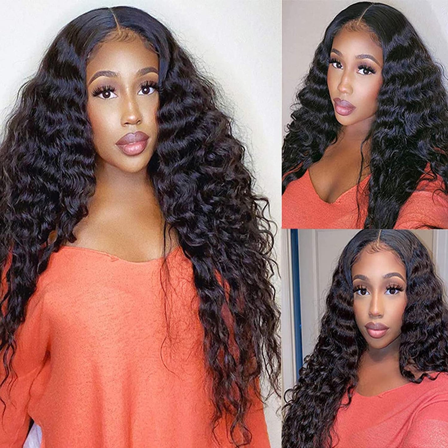 Professional Title: "Premium HD Transparent Lace Front Human Hair Wig - 4X4 Deep Wave Brazilian Virgin Hair, 180% Density, Lace Closure, Natural Color - Ideal for Black Women (18 Inch, Deep Wave)"