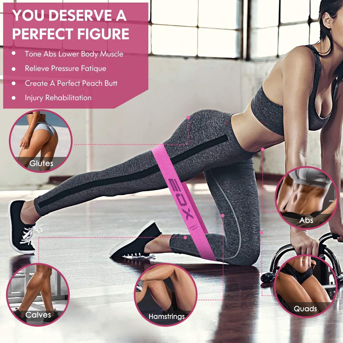 Exercise Resistance Fabric Loop Bands, Non-Slip Resistance Workout Bands for Legs & Butt and Glutes, 5 Resistance Levels Hip Training Bands