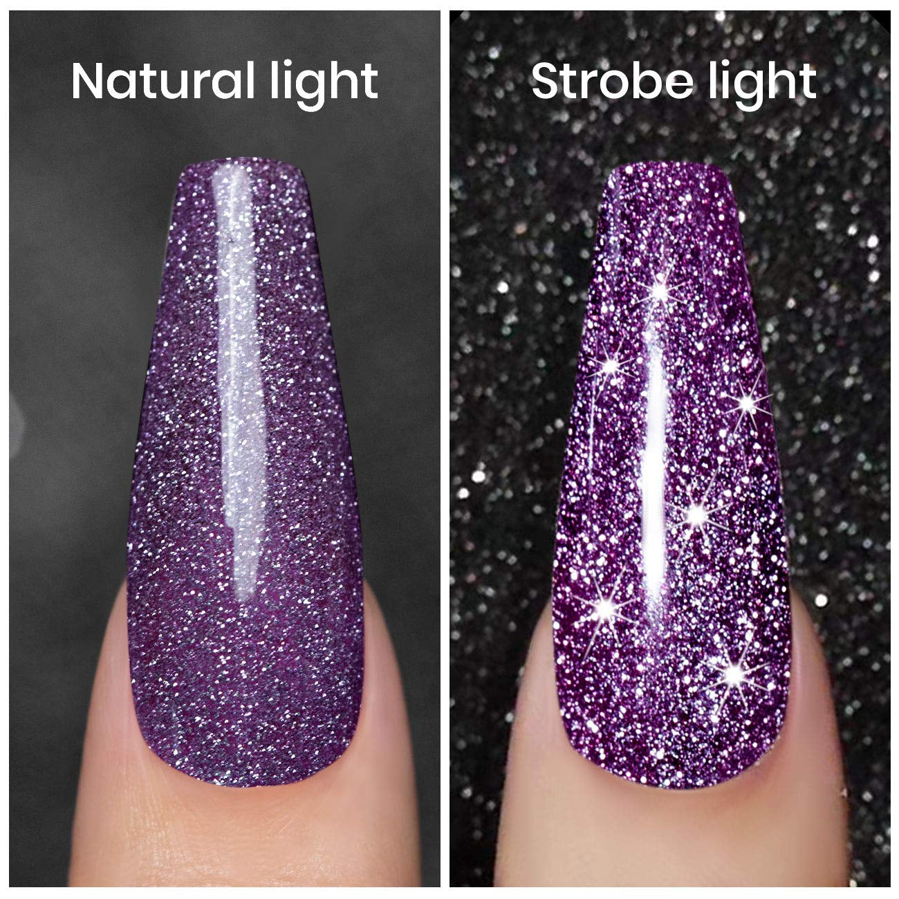 Reflective Glitter Gel Nail Polish - Dark Purple Shade