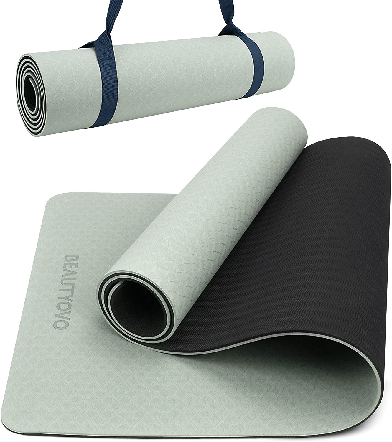 Professional TPE| PVC Yoga Mat with Strap, Extra Thick and Double-Sided Non Slip, Ideal for Women and Men, Suitable for Yoga, Pilates, and Floor Exercises