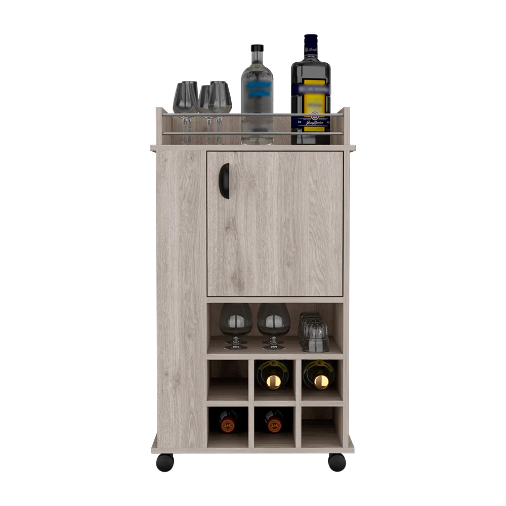 Reese Bar Cart with Casters in a Sophisticated Light Gray Finish