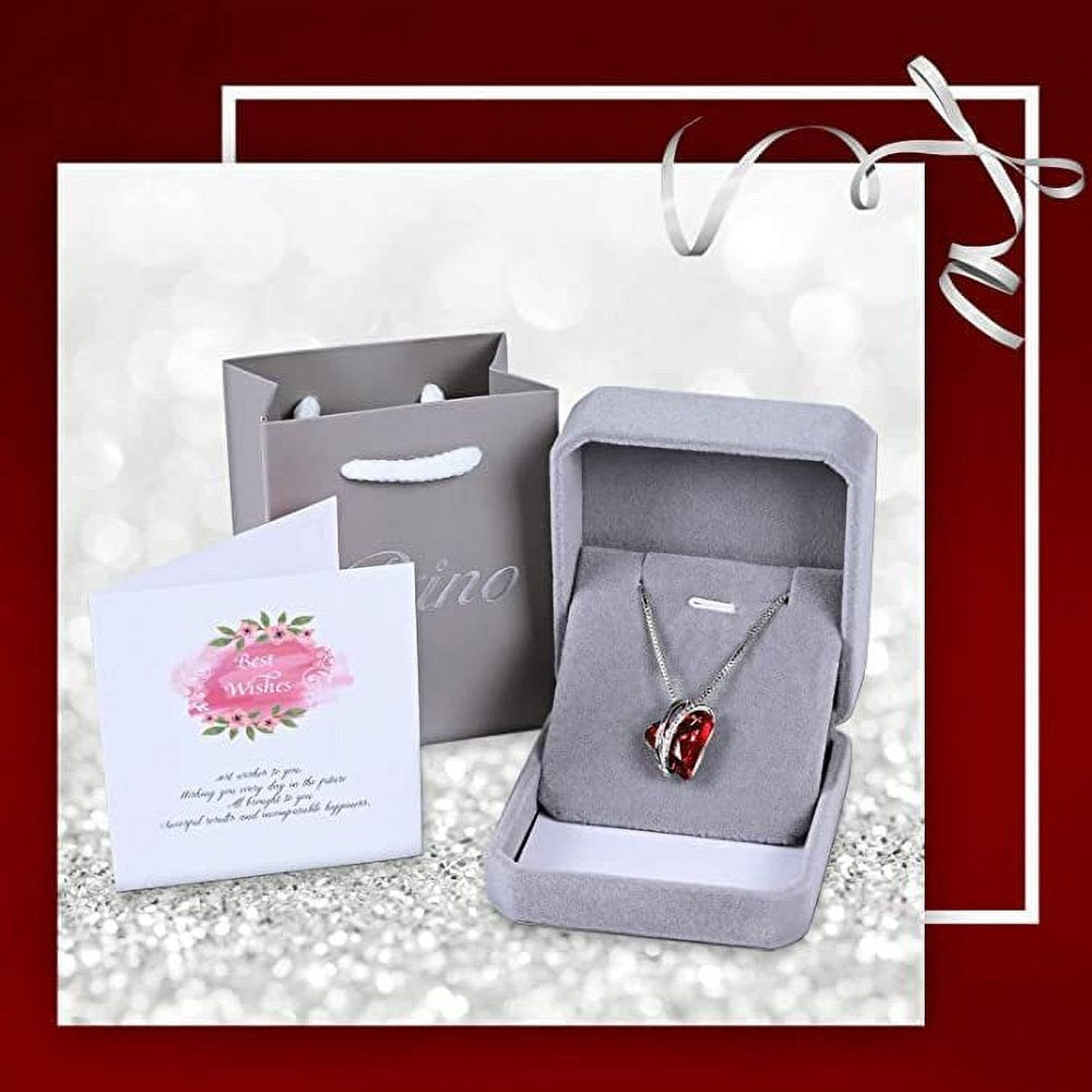 "Women's Birthstone Necklace: Love Heart Crystal Jewelry for Her - Ideal Birthday, Valentine's Day, Christmas, and Anniversary Gifts"
