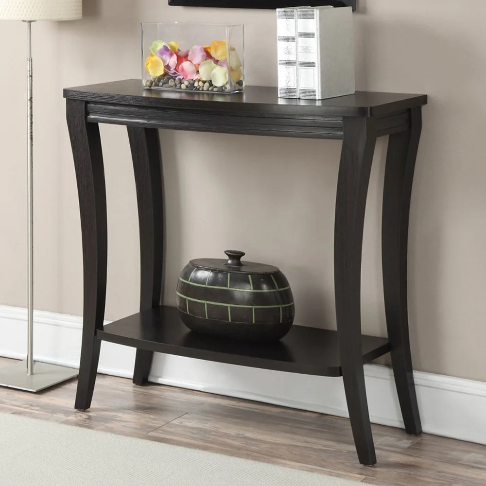 Newport Console Table with Shelf, Espresso Entryway for Hallway Furniture
