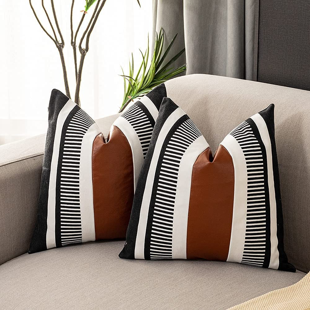 Farmhouse Pillow Covers - Cowhide Chic for Maximum Couch Cuddles, Living Room Lounging, and Tribal Stripe Tickles (Includes a Duo of 20-Inch Adventure-Ready Pillows!)"