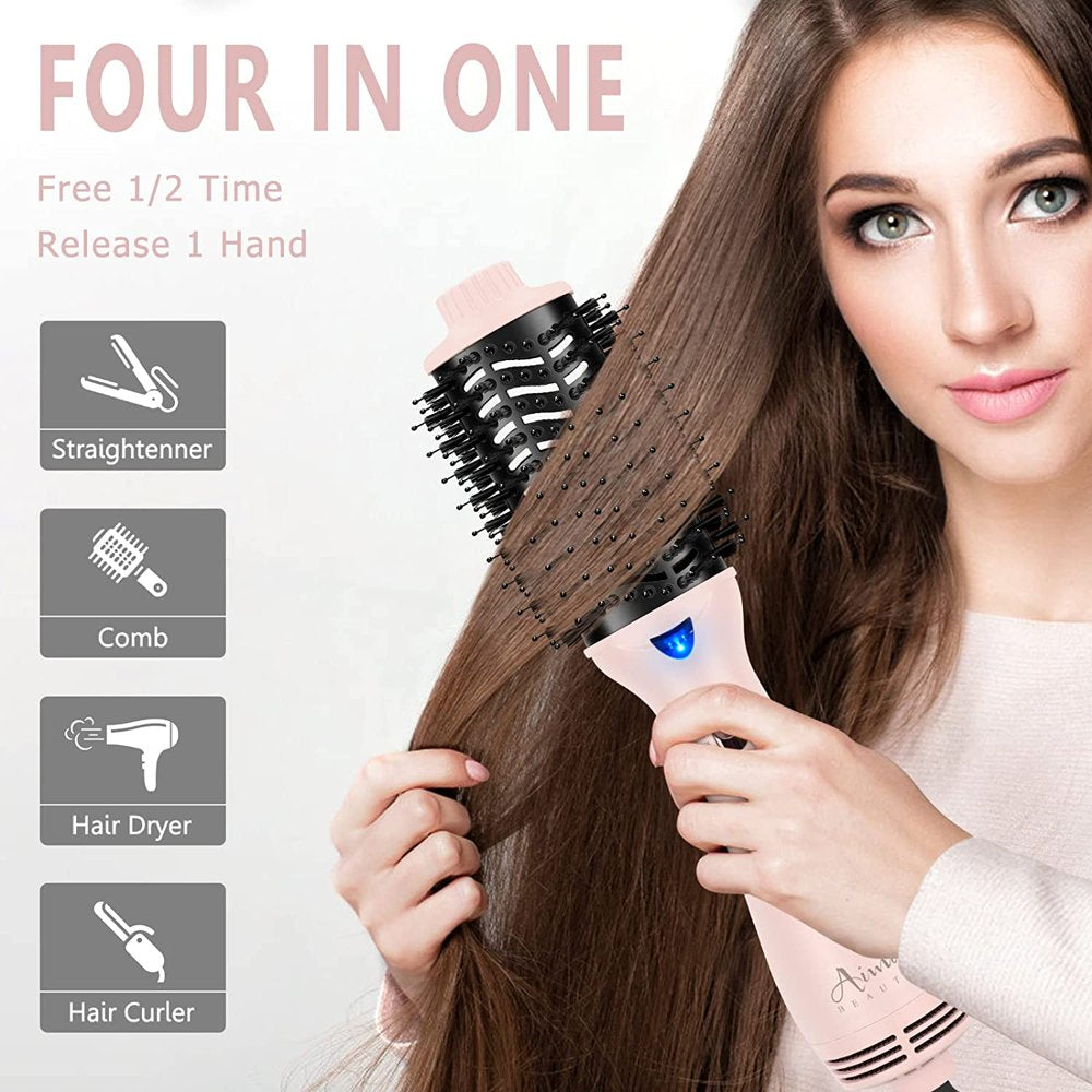 One-Step Blow Dryer Brush & Volumizer Hot Air Brush, Pink Hair Dryer Brush