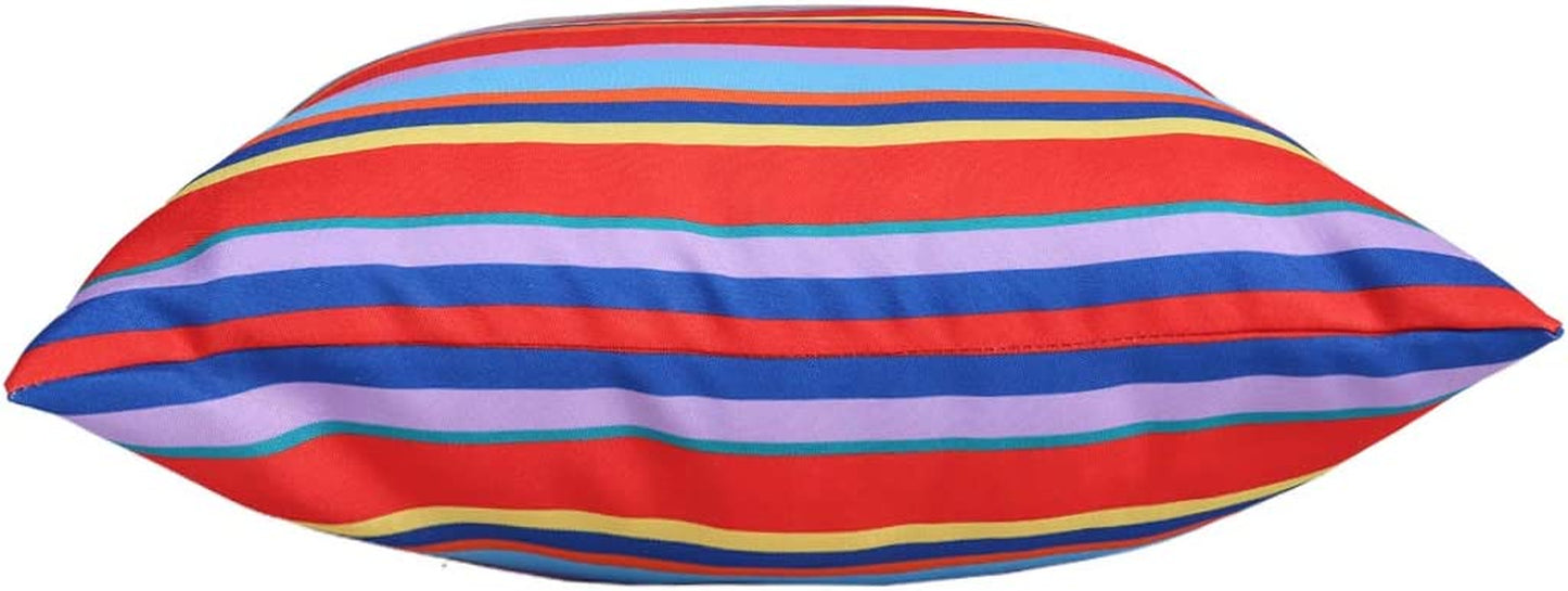 Set of 2 Outdoor Pillow Covers Waterproof Throw Pillow Covers for Outdoor Couch Pillows, Red Stripe, 18X18 Inches