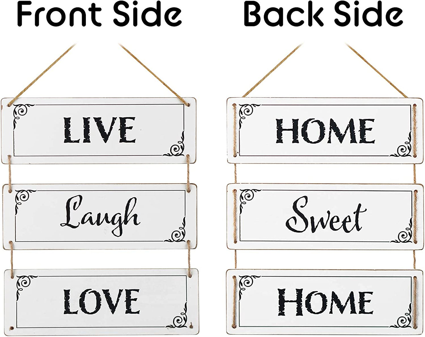 Reversible Wood Wall Hanging Sign for Farmhouse and Living Room, Rustic Wood Wall Decor Accessories for Bedroom Office Bar, Decorative Vertical Wall Plaque (Live Laugh Love)