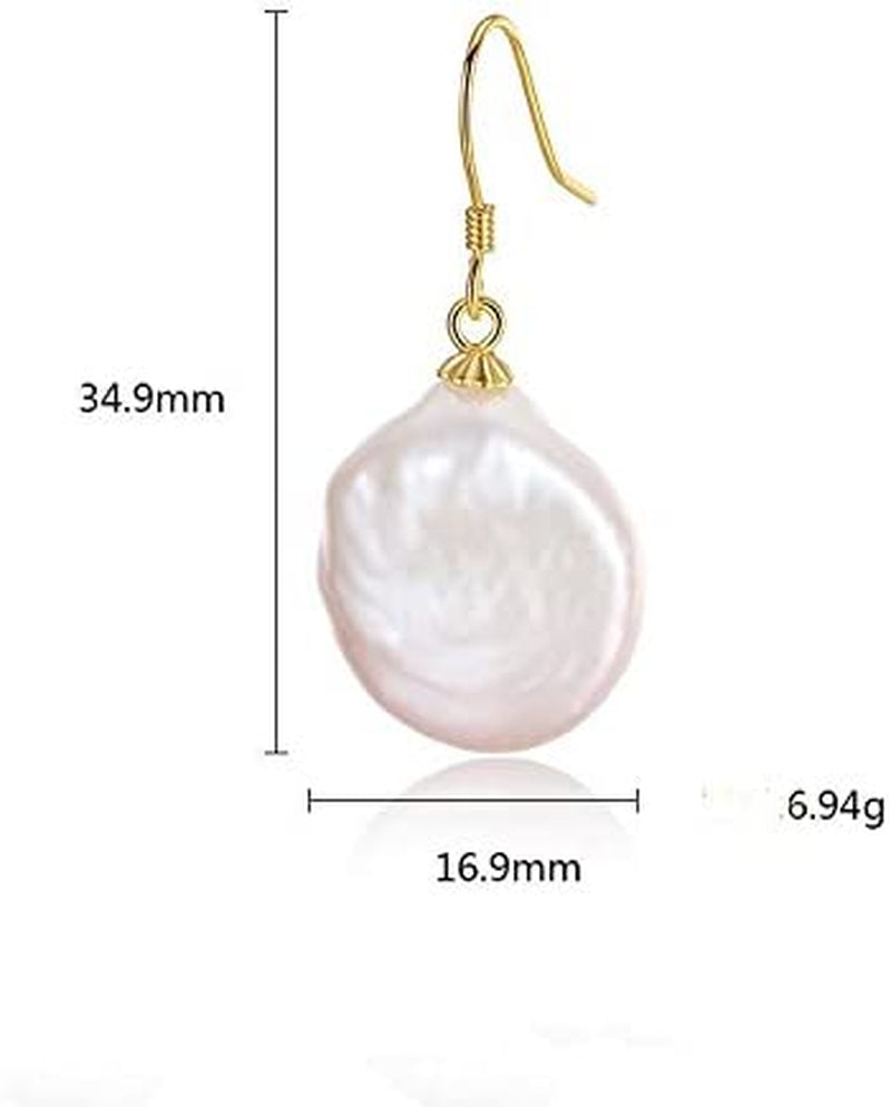 Pearl Earrings - Pearl Drop Earrings Sterling Silver 9-10Mm Real Freshwater Cultured Pearl Dangle Earrings