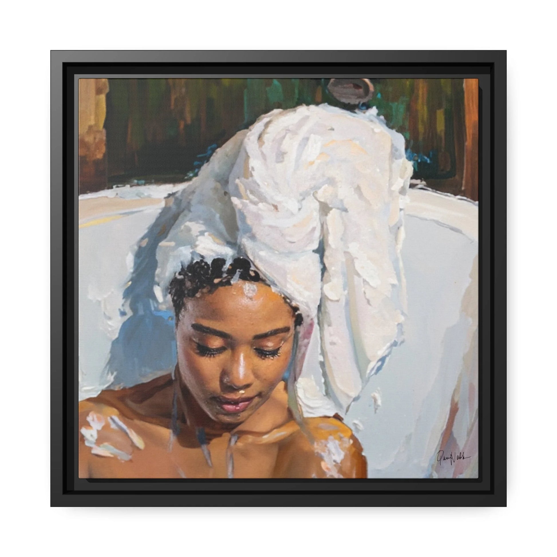 "Serene Woman Bathing Canvas Wall Art - Created by Queennoble"