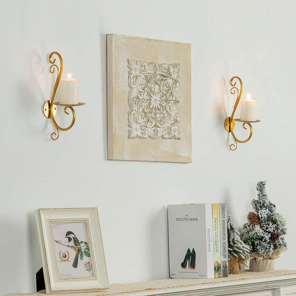 Wall Candle Sconces Iron Vine Candleholder Wall Art Decoration Home Decoration Tealight Candle Stand Gold