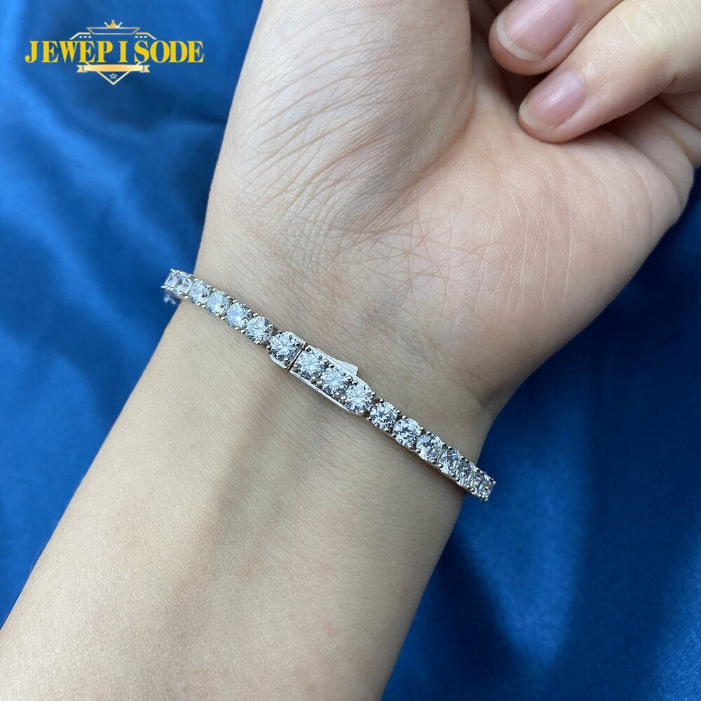 "Exquisite 925 Sterling Silver 3.7MM Lab Diamond Simulated Moissanite Tennis Bracelets for Women and Men - Ideal for Parties, Birthdays, and Fine Jewelry Gifts"