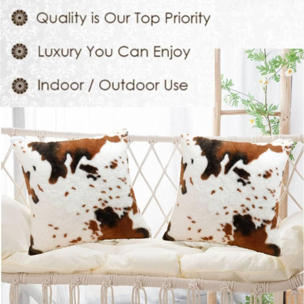 "Moo-velous Cow Print Pillow Covers: The Ultimate Farmhouse Chic Touch for Your Sofa, Because Every Living Room Needs a Little Moovement!"