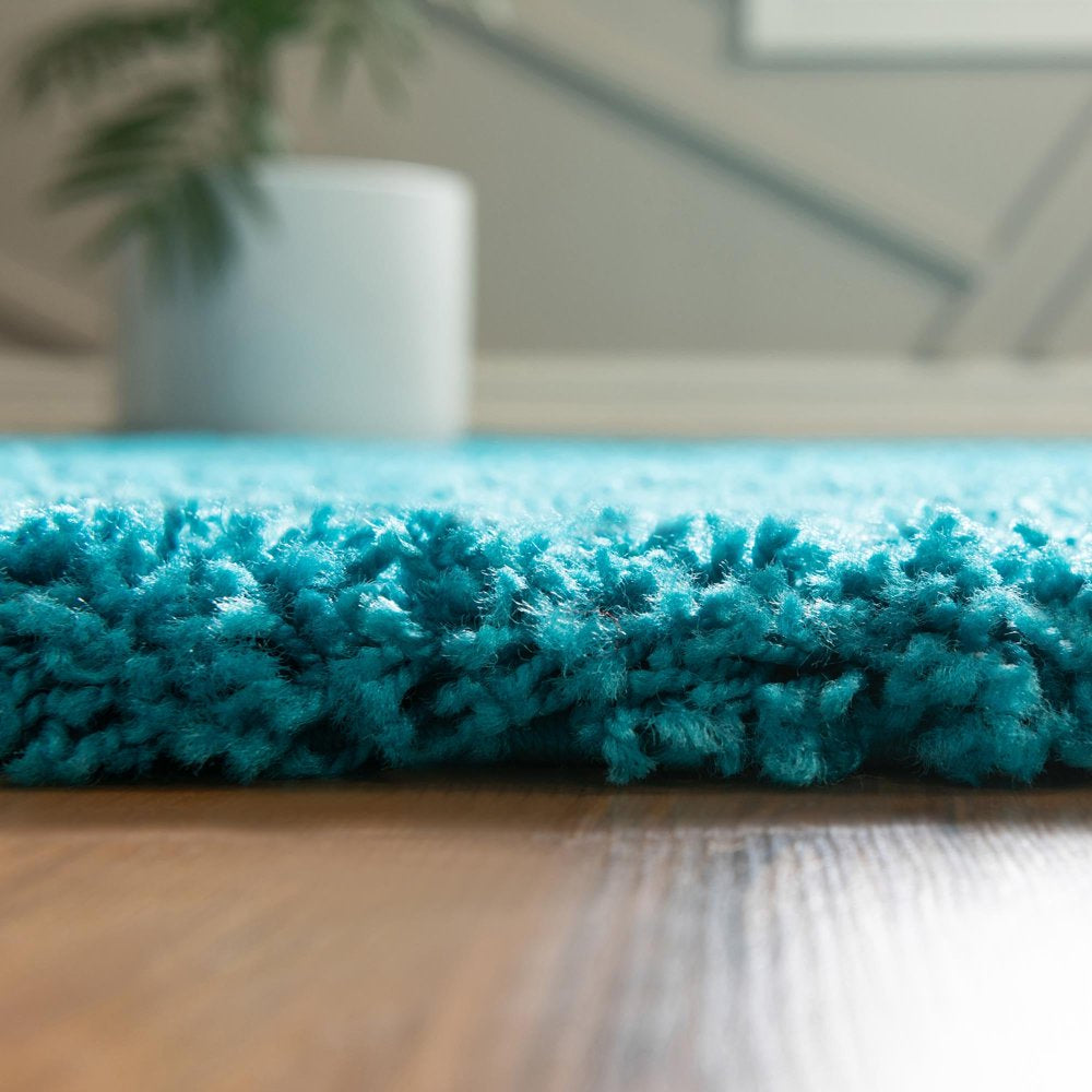 Shag Collection Rug - 2' X 3' Turquoise Shag Rug Ideal for Entryways, Kitchens, Breakfast Nooks, and Accent Décor