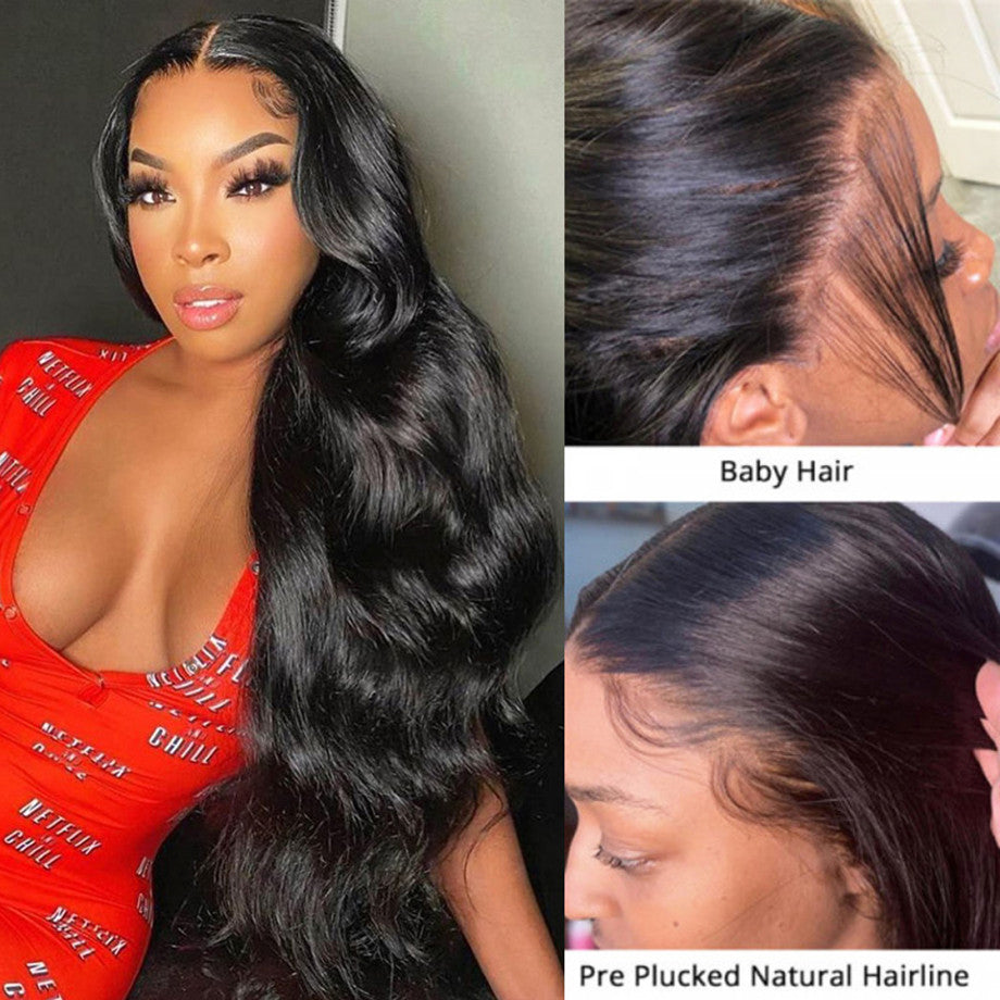 "Premium Quality 30-40 Inch Body Wave Lace Wig with 13X6 Lace Frontal - Brazilian Loose Water Wave Human Hair Wig with 5X5 Lace Closure, Ideal for Black Women"