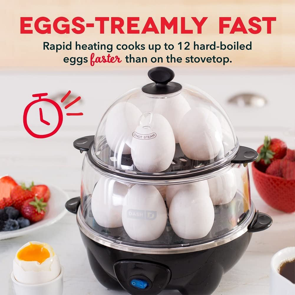 Professional title: " Deluxe Rapid Egg Cooker - Versatile 12 Capacity Appliance for Hard Boiled, Poached, Scrambled Eggs, Omelets, Steamed Vegetables, Dumplings & More - Black with Auto Shut off Feature"