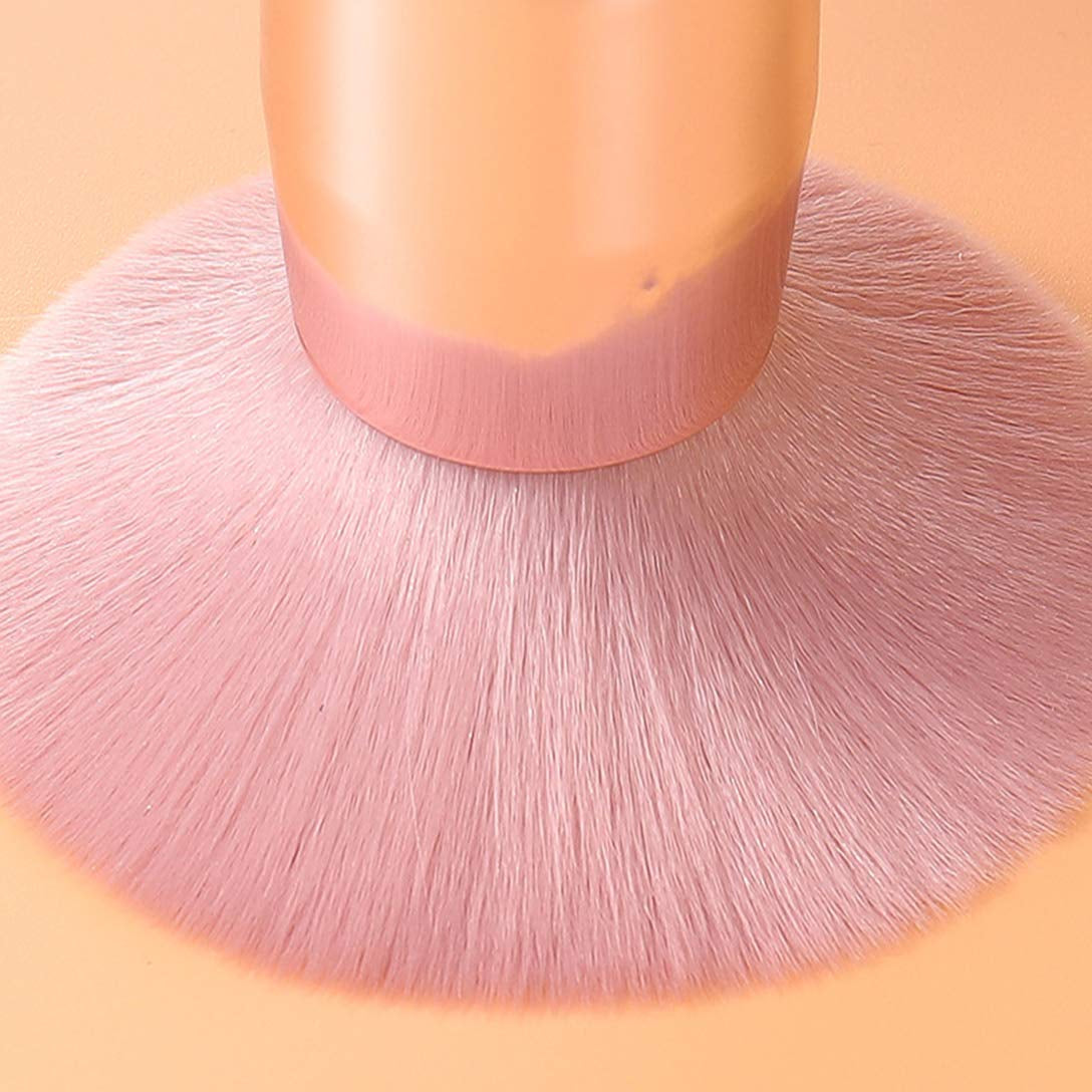 Large Mineral Powder Brush Foundation Brush Contour Brush Blush Brush Bronzer Brush Face Blender Buffing Blending Kabuki Makeup Brushes Thick and Dense Full Coverage (Round Top, Pink)