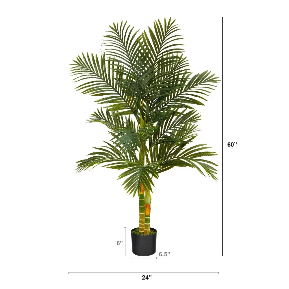 Nearly Natural 5' Golden Cane Artificial Palm Artificial Tree, Green Home Decoration, Artificial Plants