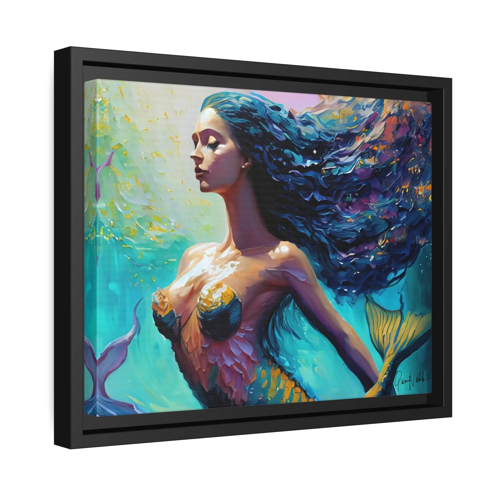 Queennoble Mermaid Canvas Wall Art with Frame